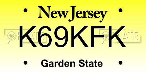 K69KFK New Jersey License Plate