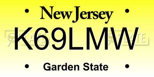 K69LMW New Jersey License Plate