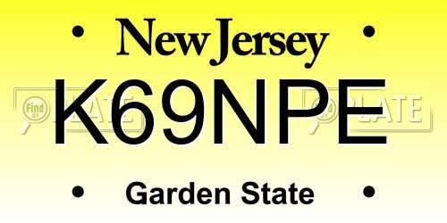 K69NPE New Jersey License Plate