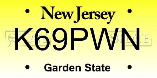 K69PWN New Jersey License Plate
