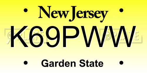 K69PWW New Jersey License Plate