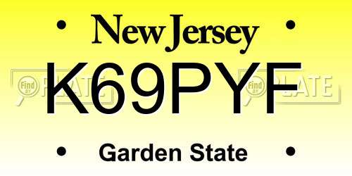 K69PYF New Jersey License Plate