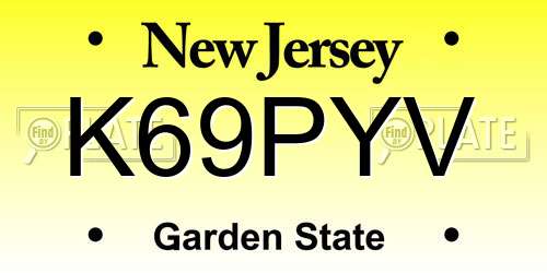 K69PYV New Jersey License Plate