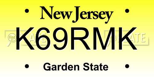 K69RMK New Jersey License Plate
