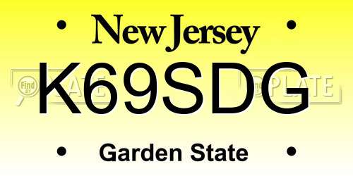 K69SDG New Jersey License Plate