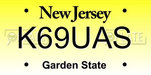 K69UAS New Jersey License Plate