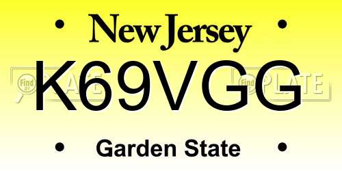 K69VGG New Jersey License Plate