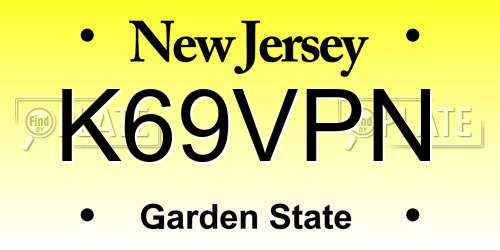 K69VPN New Jersey License Plate