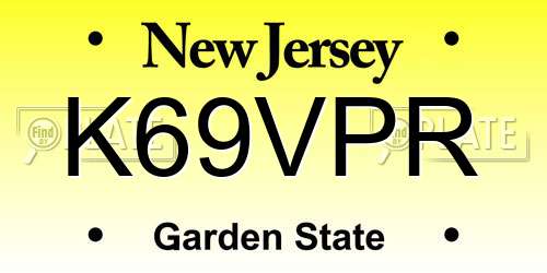 K69VPR New Jersey License Plate