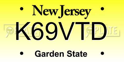 K69VTD New Jersey License Plate