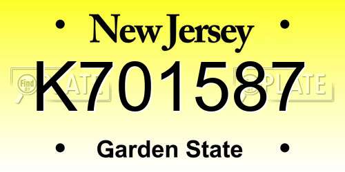 K701587 New Jersey License Plate
