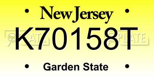 K70158T New Jersey License Plate