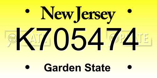 K705474 New Jersey License Plate