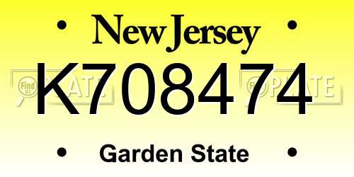 K708474 New Jersey License Plate