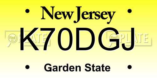 K70DGJ New Jersey License Plate
