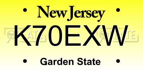 K70EXW New Jersey License Plate