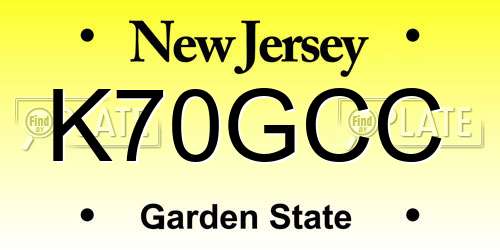 K70GCC New Jersey License Plate