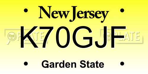K70GJF New Jersey License Plate