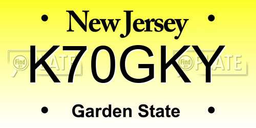 K70GKY New Jersey License Plate