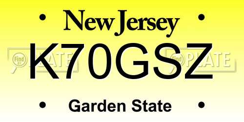 K70GSZ New Jersey License Plate