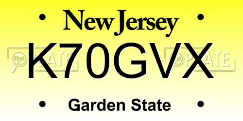 K70GVX New Jersey License Plate