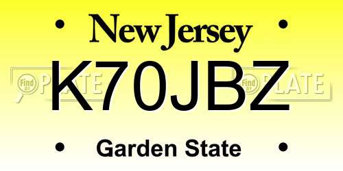 K70JBZ New Jersey License Plate