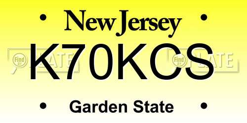 K70KCS New Jersey License Plate