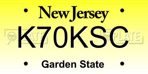 K70KSC New Jersey License Plate