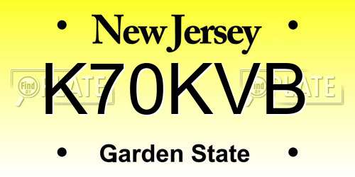 K70KVB New Jersey License Plate
