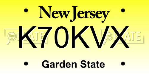 K70KVX New Jersey License Plate