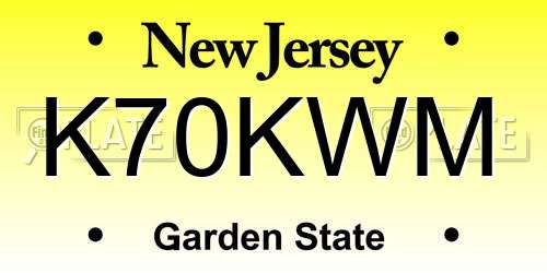 K70KWM New Jersey License Plate
