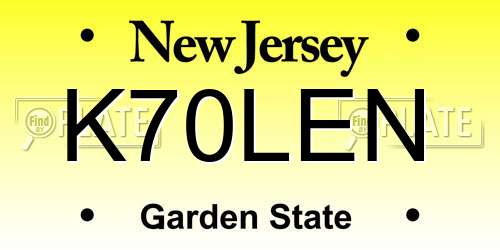 K70LEN New Jersey License Plate