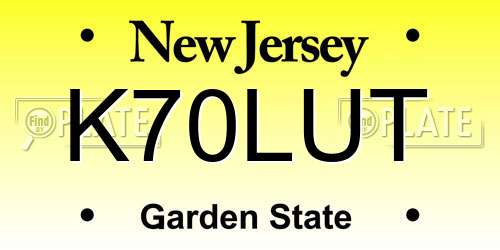 K70LUT New Jersey License Plate