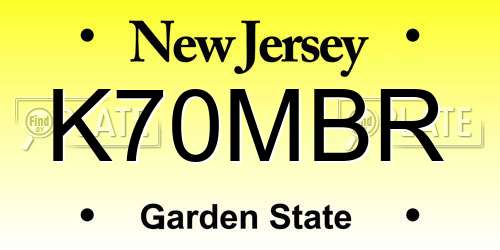K70MBR New Jersey License Plate