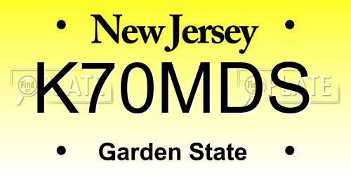 K70MDS New Jersey License Plate