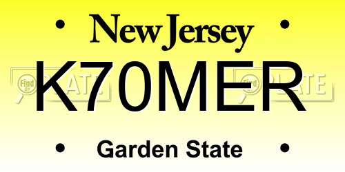 K70MER New Jersey License Plate