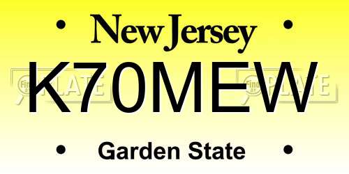 K70MEW New Jersey License Plate