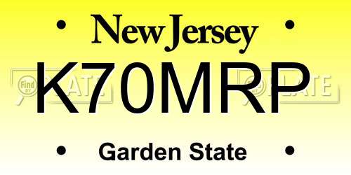 K70MRP New Jersey License Plate
