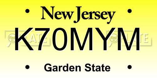 K70MYM New Jersey License Plate