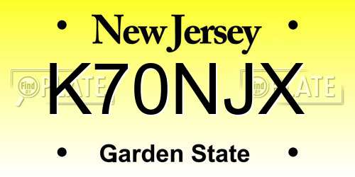 K70NJX New Jersey License Plate