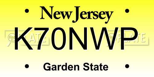 K70NWP New Jersey License Plate
