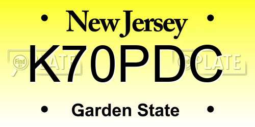 K70PDC New Jersey License Plate