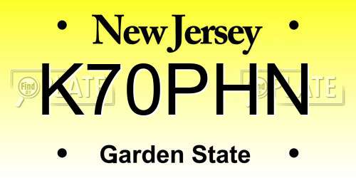 K70PHN New Jersey License Plate