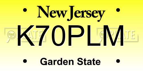 K70PLM New Jersey License Plate