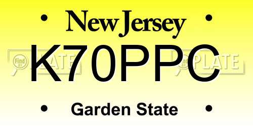 K70PPC New Jersey License Plate