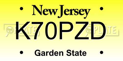 K70PZD New Jersey License Plate