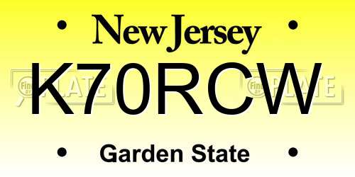 K70RCW New Jersey License Plate