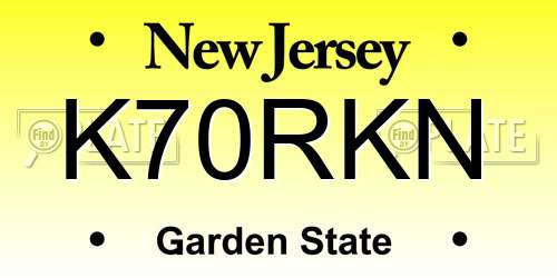 K70RKN New Jersey License Plate