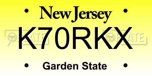 K70RKX New Jersey License Plate