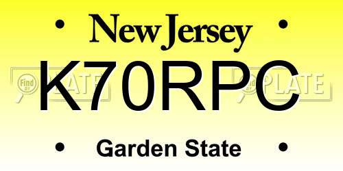 K70RPC New Jersey License Plate